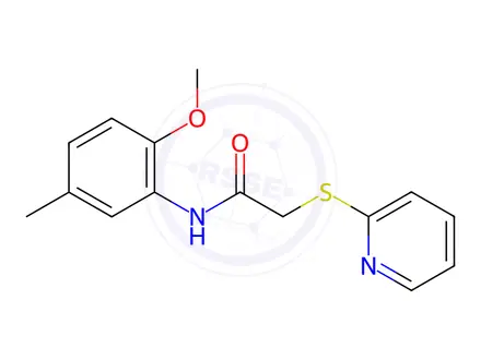 Chemical structure of N-(2-methoxy-5-methylphenyl)-2-(pyridin-2-ylthio)acetamide