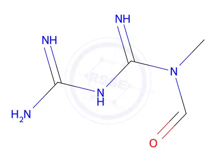 Chemical structure of N-(N-carbamimidoylcarbamimidoyl)-N-methylformamide