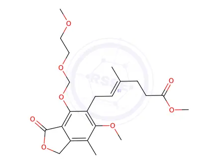 Chemical structure of (E)-6-[1,3-Dihydro-6-methoxy-4-[(2-methoxyethoxy)methoxy]-7-methyl-3-oxo-5-isobenzofuranyl]-4-methyl-4-hexenoic Acid Methyl Ester