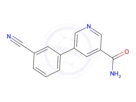 Chemical structure of 5-(3-Cyanophenyl)nicotinamide