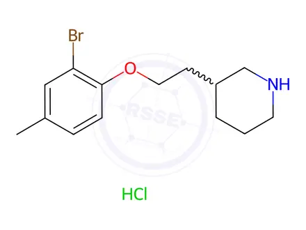Chemical structure of 3-[2-(2-Bromo-4-methylphenoxy)ethyl]piperidine hydrochloride