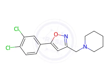 Chemical structure of 1-{[5-(3,4-dichlorophenyl)-3-isoxazolyl]methyl}piperidine