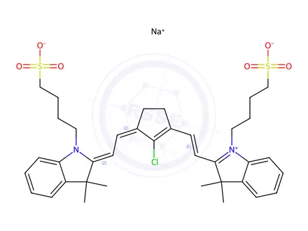 Chemical structure of 4-(2-(2-(2-Chloro-3-(2-(3,3-dimethyl-1-(4-sulfobutyl)indolin-2-ylidene)ethylidene)cyclopent-1-en-1-yl)vinyl)-3,3-dimethyl-3H-indol-1-ium-1-yl)butane-1-sulfonate, Sodium Salt