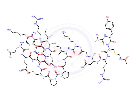Chemical structure of IFN-γ Antagonist, (Tyr121,Cys(Acm)122)-IFN-γ Receptor (120-141) (human)