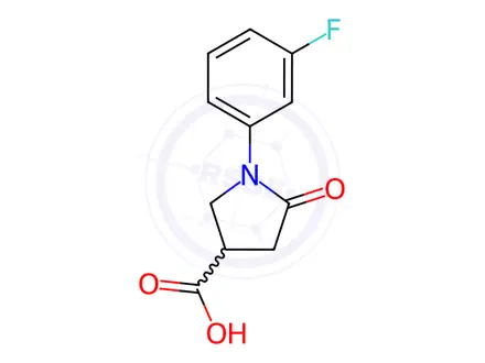 Chemical structure of 1-(3-Fluorophenyl)-5-oxopyrrolidine-3-carboxylic acid