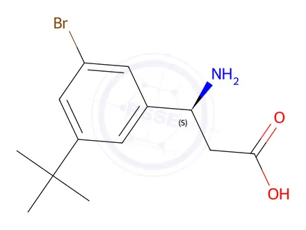 Chemical structure of (S)-3-amino-3-(3-bromo-5-(tert-butyl)phenyl)propanoic acid