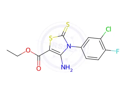 Chemical structure of Ethyl 4-amino-3-(3-chloro-4-fluorophenyl)-2-thioxo-2,3-dihydrothiazole-5-carboxylate