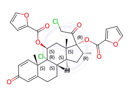 Chemical structure of 11,17-Difuroate Mometasone FuroateMometasone Furoate Impurity E