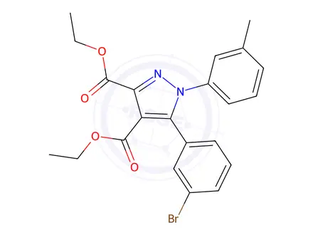 Chemical structure of Diethyl 5-(3-bromophenyl)-1-(m-tolyl)-1H-pyrazole-3,4-dicarboxylate