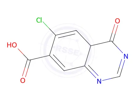 Chemical structure of 6-Chloro-4-oxo-3,4-dihydroquinazoline-7-carboxylic acid