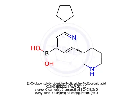 Chemical structure of (2-Cyclopentyl-6-(piperidin-3-yl)pyridin-4-yl)boronic acid