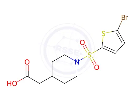 Chemical structure of {1-[(5-Bromo-2-thienyl)sulfonyl]piperidin-4-yl}acetic acid