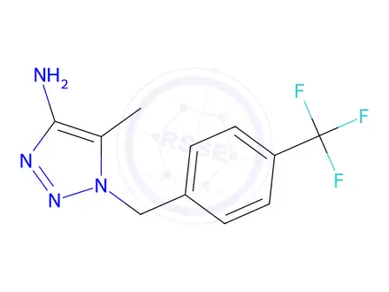 Chemical structure of 5-Methyl-1-{[4-(trifluoromethyl)phenyl]methyl}-1H-1,2,3-triazol-4-amine