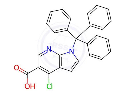 Chemical structure of 4-Chloro-1-trityl-1H-pyrrolo[2,3-b]pyridine-5-carboxylic acid