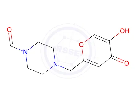 Chemical structure of 4-((5-Hydroxy-4-oxo-4H-pyran-2-yl)methyl)piperazine-1-carbaldehyde