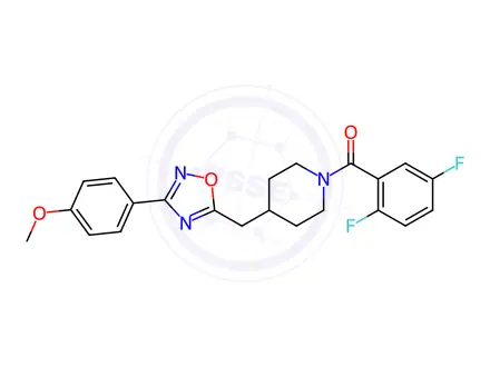 Chemical structure of 1-(2,5-difluorobenzoyl)-4-{[3-(4-methoxyphenyl)-1,2,4-oxadiazol-5-yl]methyl}piperidine