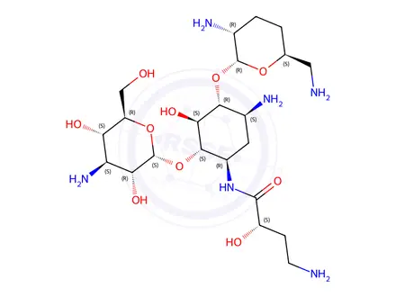Chemical structure of 1-N-[(S)-4-Amino-2-hydroxybutyryl]-3′,4′-dideoxykanamycin B
