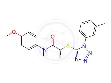 Chemical structure of N-(4-Methoxyphenyl)-2-((1-(m-tolyl)-1H-tetrazol-5-yl)thio)propanamide
