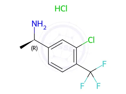 Chemical structure of (R)-1-(3-chloro-4-(trifluoromethyl)phenyl)ethanamine hydrochloride