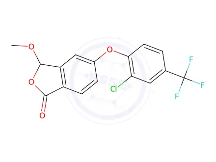 Chemical structure of 5-(2-Chloro-4-(trifluoromethyl)phenoxy)-3-methoxyisobenzofuran-1(3H)-one