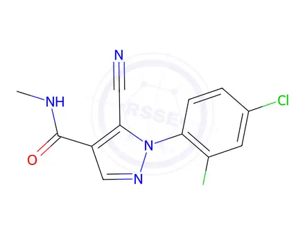 Chemical structure of 5-Cyano-1-(2,4-dichlorophenyl)-N-methyl-1H-pyrazole-4-carboxamide