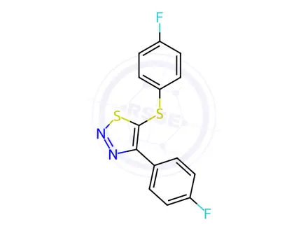 Chemical structure of 4-(4-Fluorophenyl)-5-[(4-fluorophenyl)sulfanyl]-1,2,3-thiadiazole