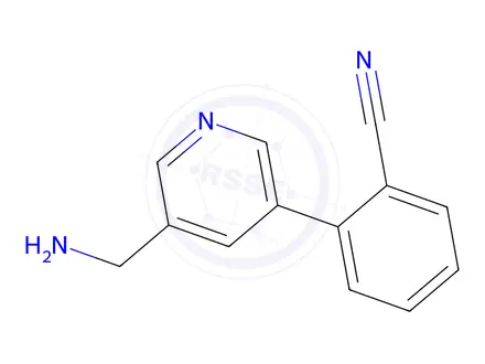 Chemical structure of 2-(5-(Aminomethyl)pyridin-3-yl)benzonitrile