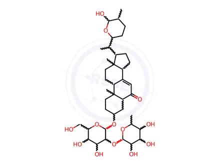 Chemical structure of 3β-[[2-O-(6-Deoxy-α-L-mannopyranosyl)-β-D-glucopyranosyl]oxy]-22,26-epoxy-26-hydroxy-5α-cholest-7-en-6-one