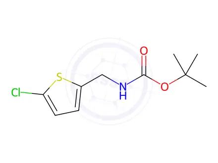Chemical structure of Carbamic acid, N-[(5-chloro-2-thienyl)methyl]-, 1,1-dimethylethyl ester