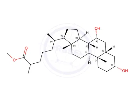 Chemical structure of 3α,7α-Dihydroxy-5β-cholestan-26-oic acid methyl ester