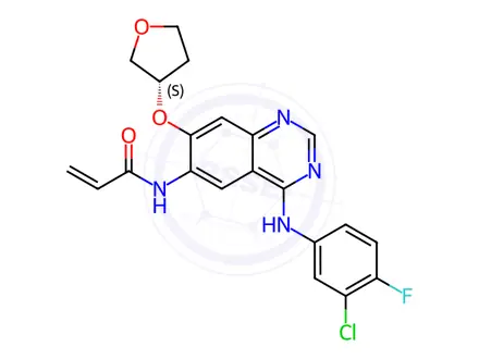 Chemical structure of 2-Propenamide, N-[4-[(3-chloro-4-fluorophenyl)amino]-7-[[(3S)-tetrahydro-3-furanyl]oxy]-6-quinazolinyl]-