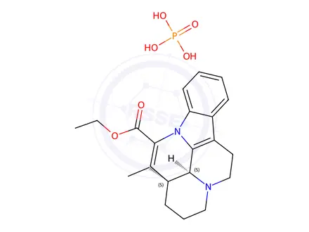 Chemical structure of ethyl (3alpha,16alpha)-eburnamenine-14-carboxylate, phosphate (1:1)