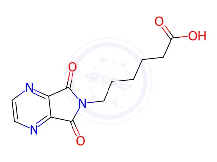 Chemical structure of 6-(5,7-Dioxo-5,7-dihydro-6H-pyrrolo[3,4-b]pyrazin-6-yl)hexanoic acid