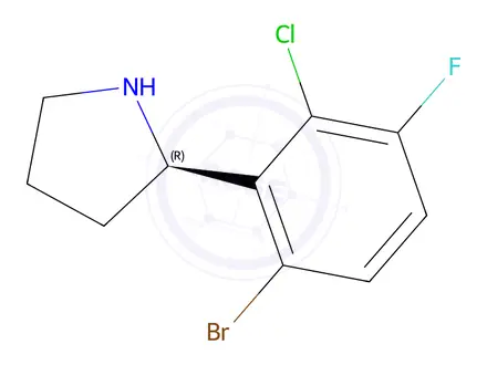 Chemical structure of (R)-2-(6-bromo-2-chloro-3-fluorophenyl)pyrrolidine