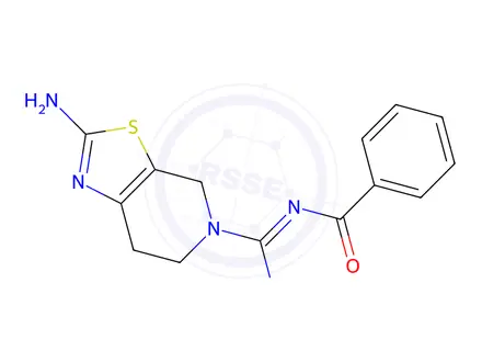 Chemical structure of (E)-N-(Amino(2-amino-6,7-dihydrothiazolo[5,4-c]pyridin-5(4H)-yl)methylene)benzamide