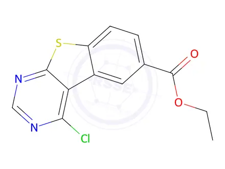 Chemical structure of Ethyl 4-chlorobenzo[4,5]thieno-[2,3-d]pyrimidine-6-carboxylate