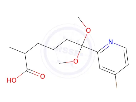 Chemical structure of 6-(4-bromopyridin-2-yl)-6,6-dimethoxy-2-methylhexanoic acid