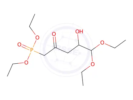 Chemical structure of 5,5-Diethoxy-4-hydroxy-2-oxopentylphosphonic acid diethyl ester