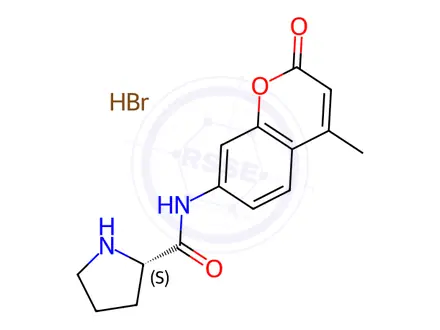 Chemical structure of L-Proline 7-Amido-4-methylcoumarin Hydrobromide