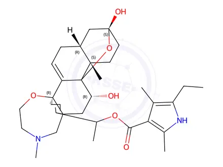 Chemical structure of Batrachotoxinin A 20-(5-ethyl-2,4-dimethyl-1H-pyrrole-3-carboxylate)