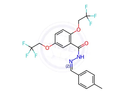 Chemical structure of N'-[(1Z)-(4-Methylphenyl)methylidene]-2,5-bis(2,2,2-trifluoroethoxy)benzohydrazide
