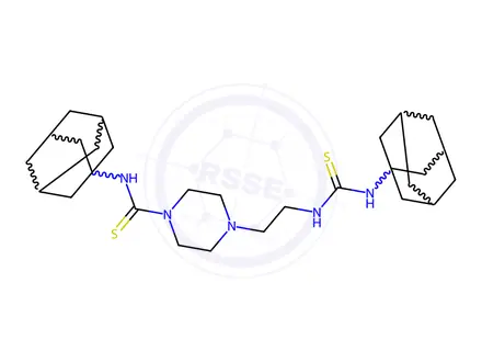 Chemical structure of N-(adamantan-1-yl)-4-(2-(3-(adamantan-1-yl)thioureido)ethyl)piperazine-1-carbothioamide