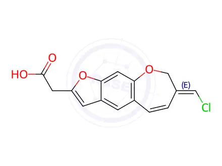 Chemical structure of Furo[3,2-h][1]benzoxepin-2-acetic acid, 7-(chloromethylene)-7,8-dihydro-, (7E)-