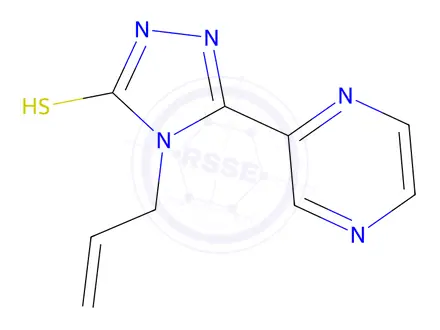 Chemical structure of 4-(prop-2-en-1-yl)-5-(pyrazin-2-yl)-4H-1,2,4-triazole-3-thiol
