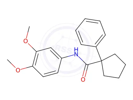 Chemical structure of N-(3,4-dimethoxyphenyl)-1-phenylcyclopentane-1-carboxamide