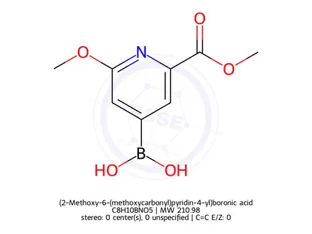 Chemical structure of (2-Methoxy-6-(methoxycarbonyl)pyridin-4-yl)boronic acid