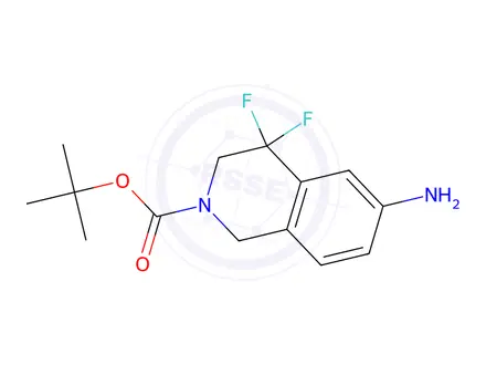 Chemical structure of Tert-butyl 6-amino-4,4-difluoro-3,4-dihydroisoquinoline-2(1H)-carboxylate