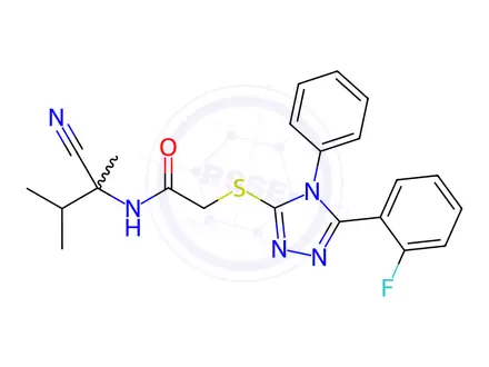 Chemical structure of N-(2-Cyano-3-methylbutan-2-yl)-2-((5-(2-fluorophenyl)-4-phenyl-4H-1,2,4-triazol-3-yl)thio)acetamide