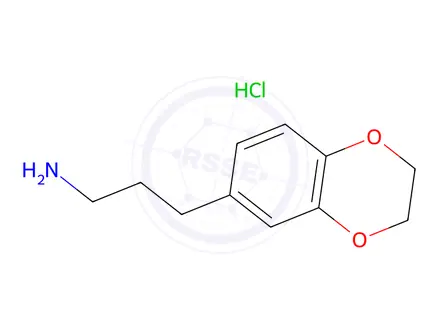 Chemical structure of 3-(2,3-dihydro-1,4-benzodioxin-6-yl)propan-1-amine hydrochloride