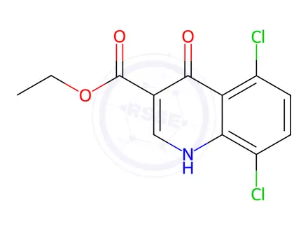 Chemical structure of 5,8-DICHLORO-4-HYDROXY-QUINOLINE-3-CARBOXYLIC ACID ETHYL ESTER